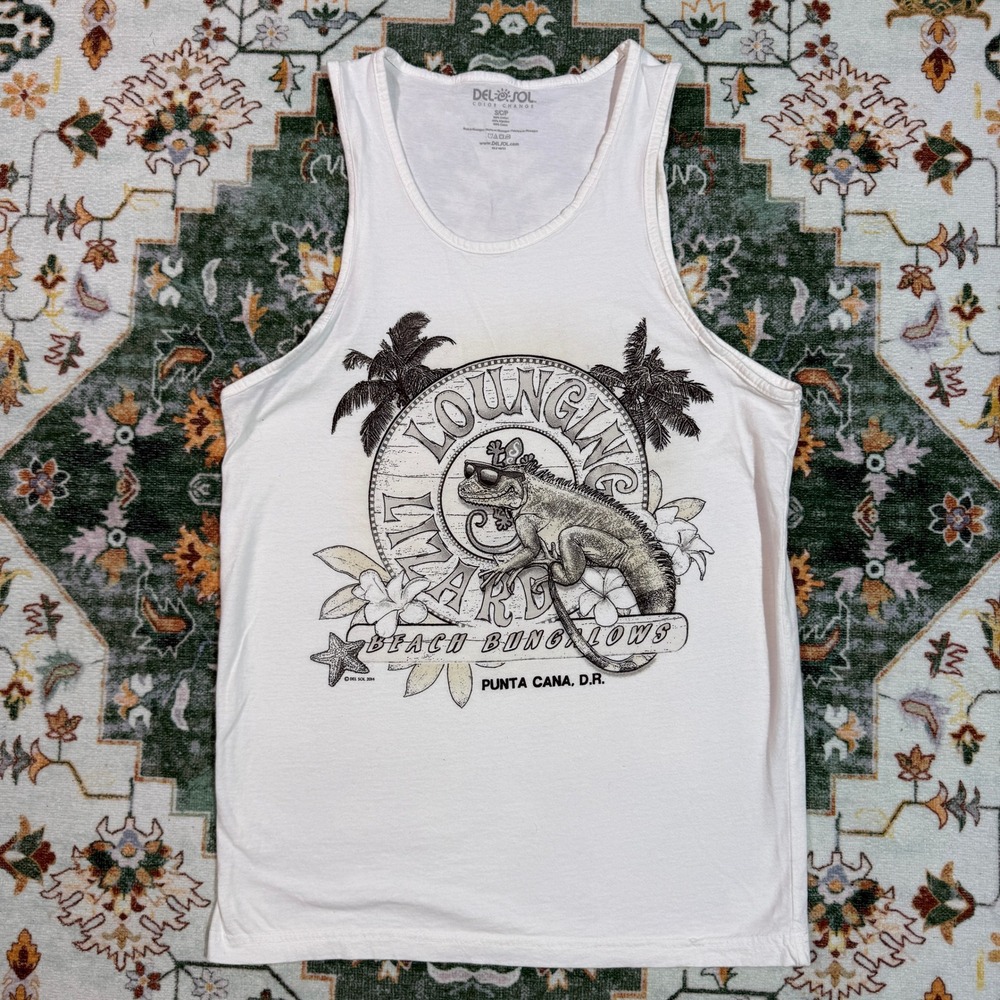 Del Sol Lounge Lizard Beach Bungalows Punta Cana Mens Tank Top‎